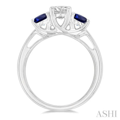 Round Shape Past Present & Future Gemstone & Diamond Ring