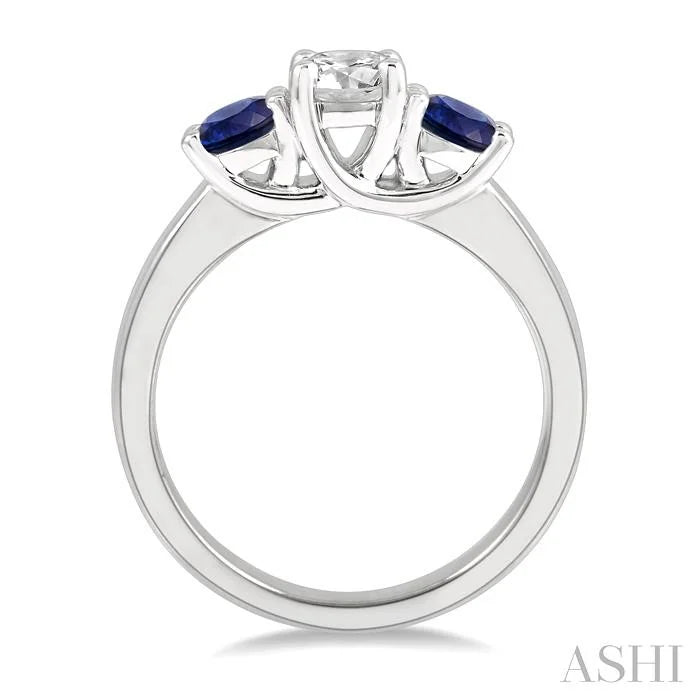 Round Shape Past Present & Future Gemstone & Diamond Ring