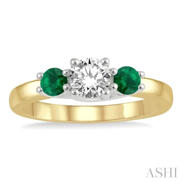 Round Shape Past Present & Future Gemstone & Diamond Ring