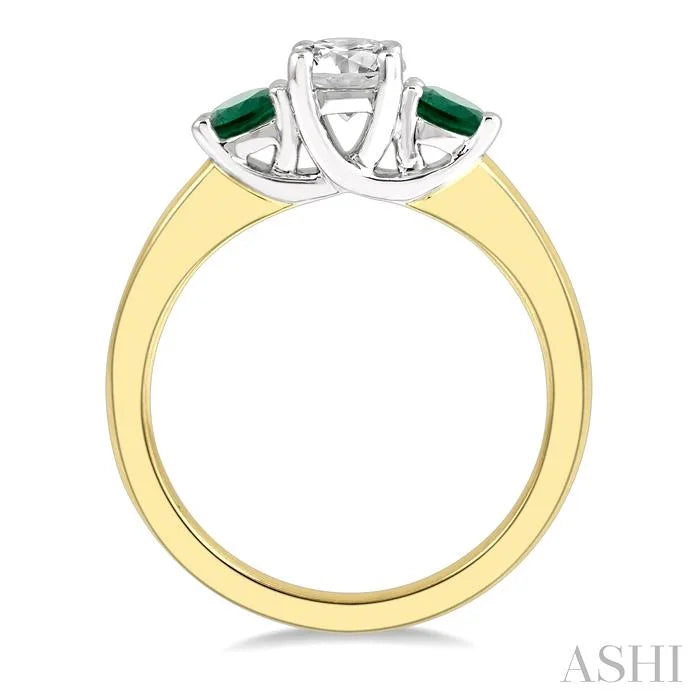 Round Shape Past Present & Future Gemstone & Diamond Ring