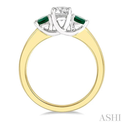 Round Shape Past Present & Future Gemstone & Diamond Ring