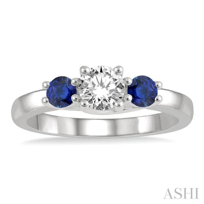 Round Shape Past Present & Future Gemstone & Diamond Ring
