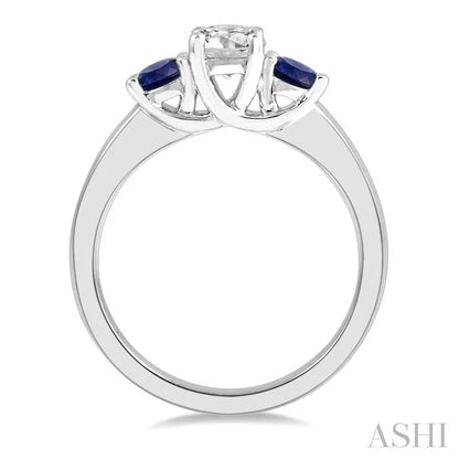 Round Shape Past Present & Future Gemstone & Diamond Ring