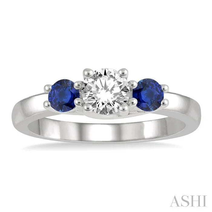 Round Shape Past Present & Future Gemstone & Diamond Ring