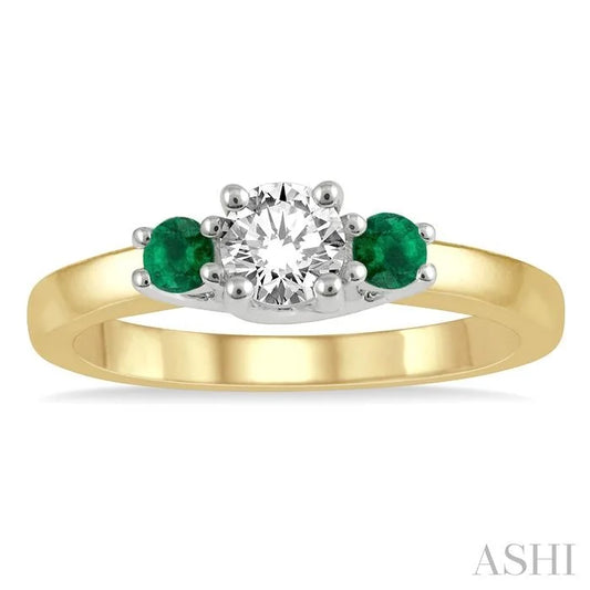 Round Shape Past Present & Future Gemstone & Diamond Ring