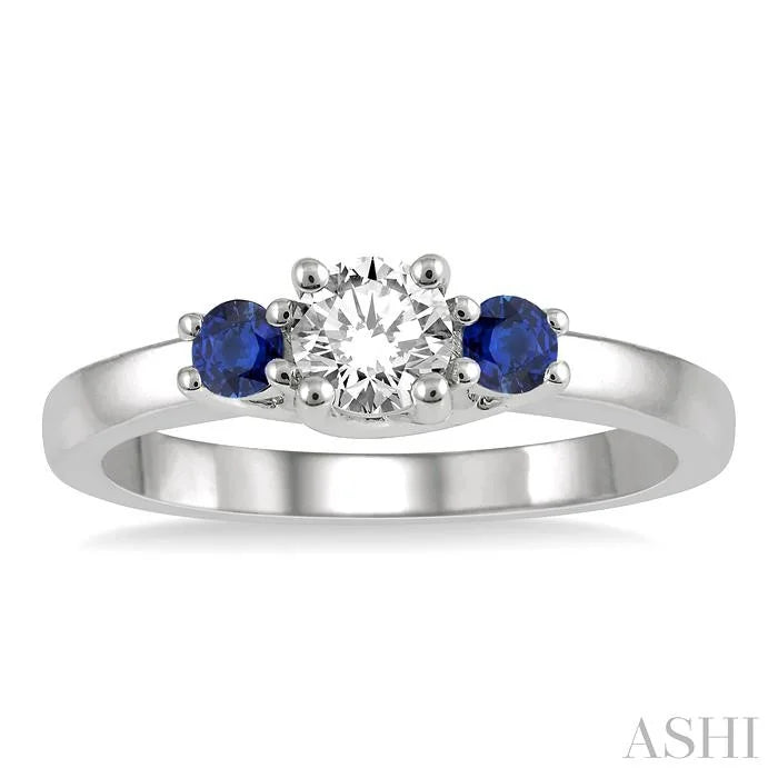Round Shape Past Present & Future Gemstone & Diamond Ring