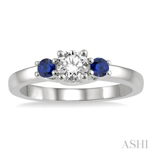 Round Shape Past Present & Future Gemstone & Diamond Ring
