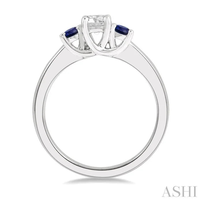 Round Shape Past Present & Future Gemstone & Diamond Ring