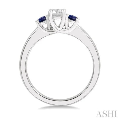 Round Shape Past Present & Future Gemstone & Diamond Ring