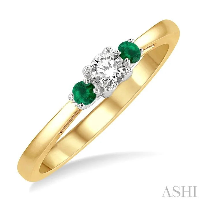 Round Shape Past Present & Future Gemstone & Diamond Ring