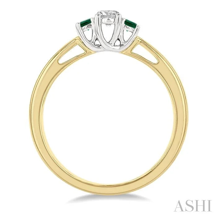 Round Shape Past Present & Future Gemstone & Diamond Ring
