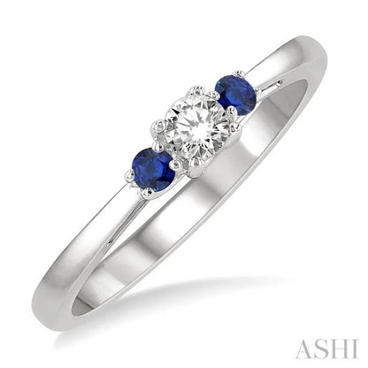 Round Shape Past Present & Future Gemstone & Diamond Ring