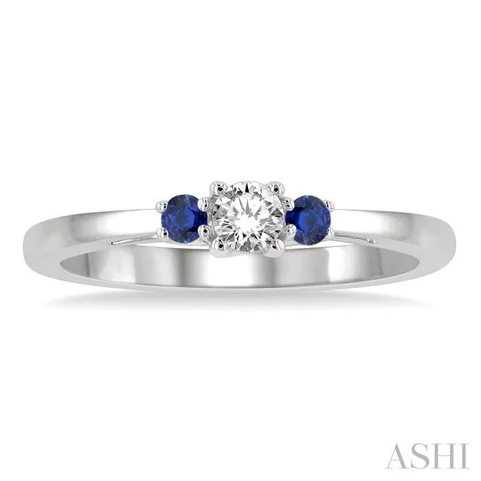 Round Shape Past Present & Future Gemstone & Diamond Ring
