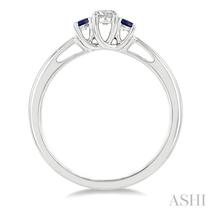 Round Shape Past Present & Future Gemstone & Diamond Ring