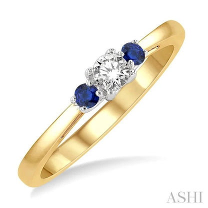 Round Shape Past Present & Future Gemstone & Diamond Ring