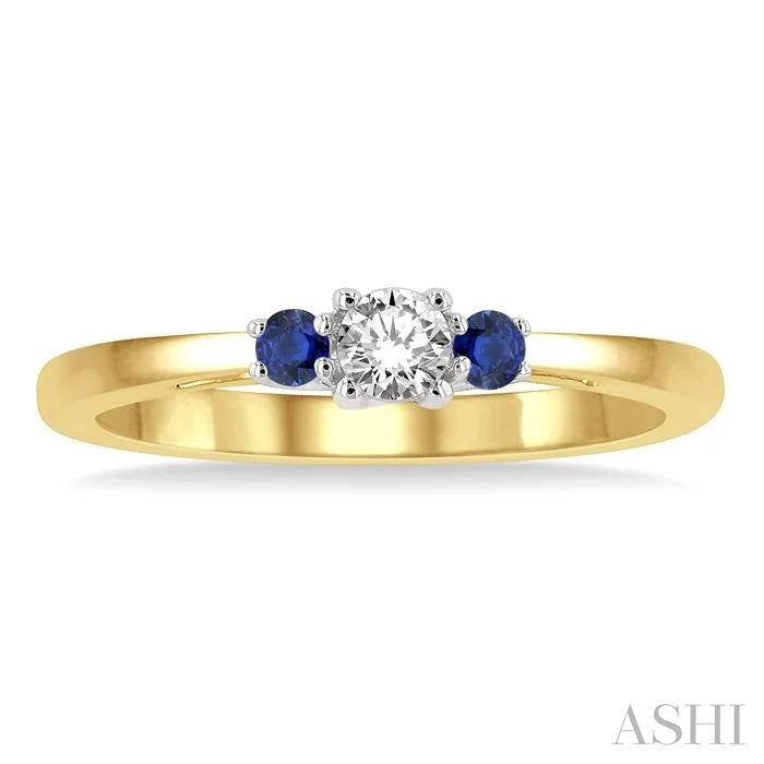 Round Shape Past Present & Future Gemstone & Diamond Ring