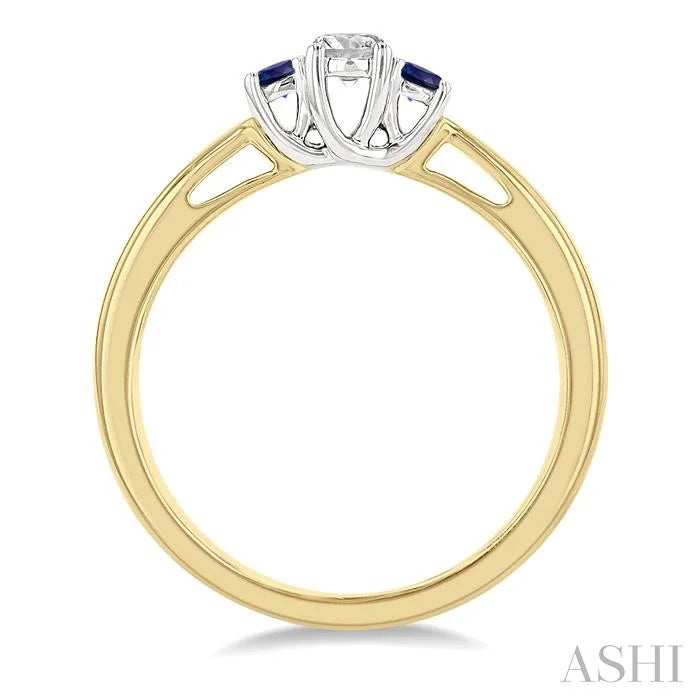 Round Shape Past Present & Future Gemstone & Diamond Ring