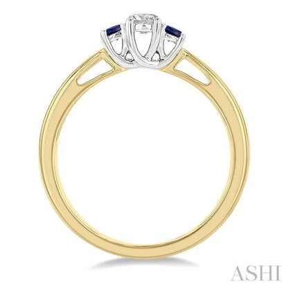 Round Shape Past Present & Future Gemstone & Diamond Ring