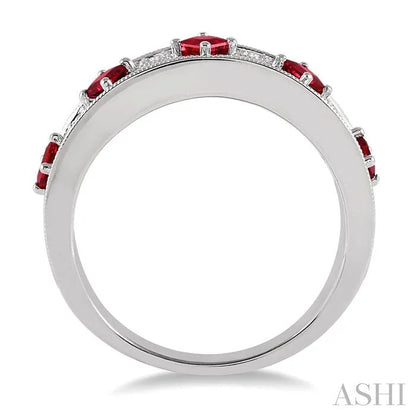 Princess Shape Gemstone & Diamond Fashion Band