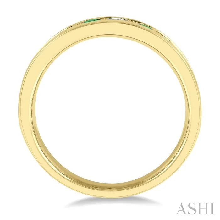 Channel Set Alternate Gemstone & Diamond Wedding Band