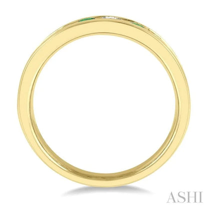 Channel Set Alternate Gemstone & Diamond Wedding Band
