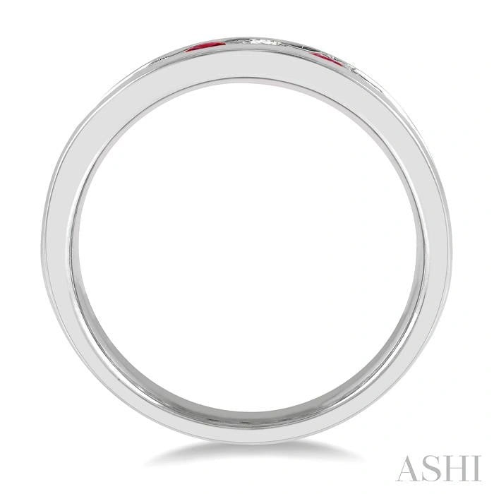 Channel Set Alternate Gemstone & Diamond Wedding Band