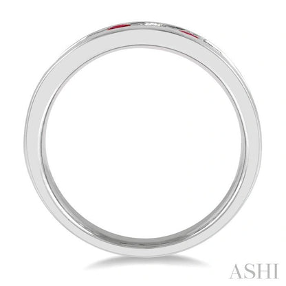 Channel Set Alternate Gemstone & Diamond Wedding Band