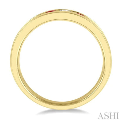 Channel Set Alternate Gemstone & Diamond Wedding Band