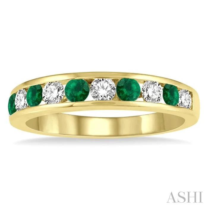 Channel Set Alternate Gemstone & Diamond Wedding Band