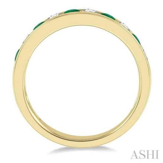 Channel Set Alternate Gemstone & Diamond Wedding Band