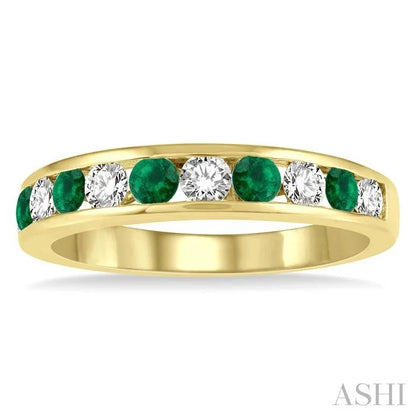 Channel Set Alternate Gemstone & Diamond Wedding Band