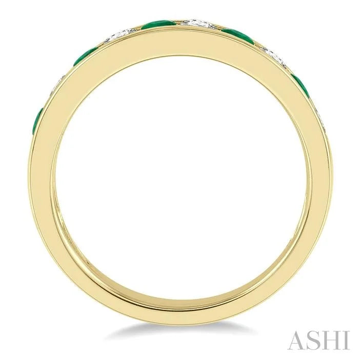 Channel Set Alternate Gemstone & Diamond Wedding Band