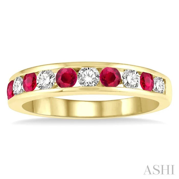 Channel Set Alternate Gemstone & Diamond Wedding Band