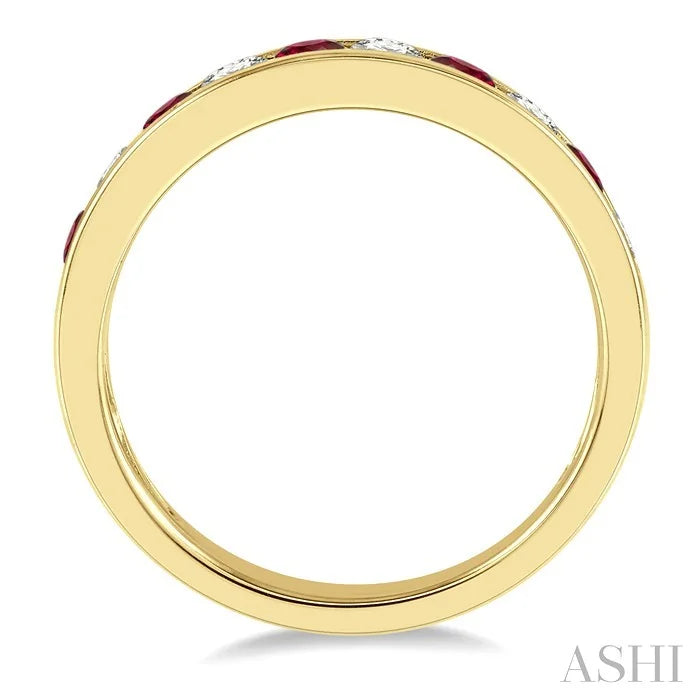 Channel Set Alternate Gemstone & Diamond Wedding Band