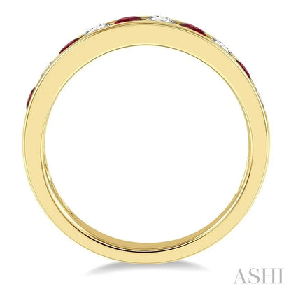 Channel Set Alternate Gemstone & Diamond Wedding Band