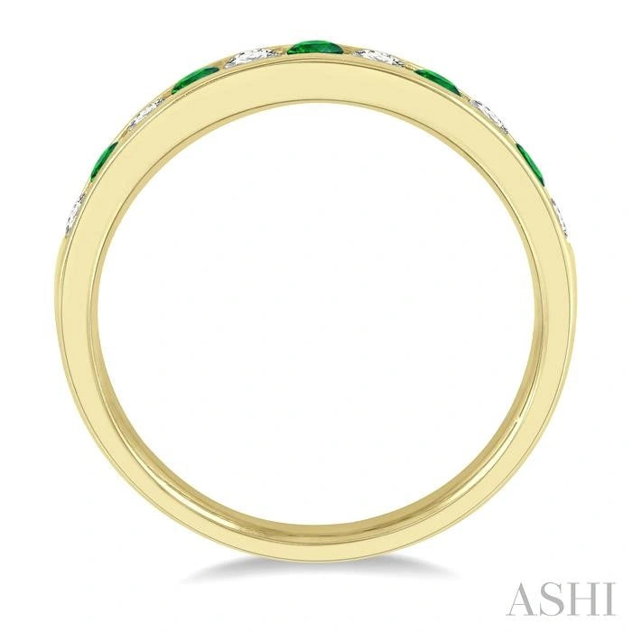Channel Set Alternate Gemstone & Diamond Wedding Band