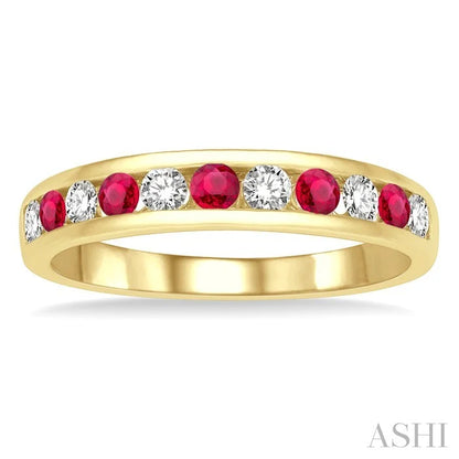 Channel Set Alternate Gemstone & Diamond Wedding Band