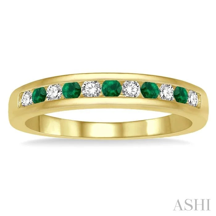 Channel Set Alternate Gemstone & Diamond Wedding Band