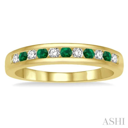 Channel Set Alternate Gemstone & Diamond Wedding Band