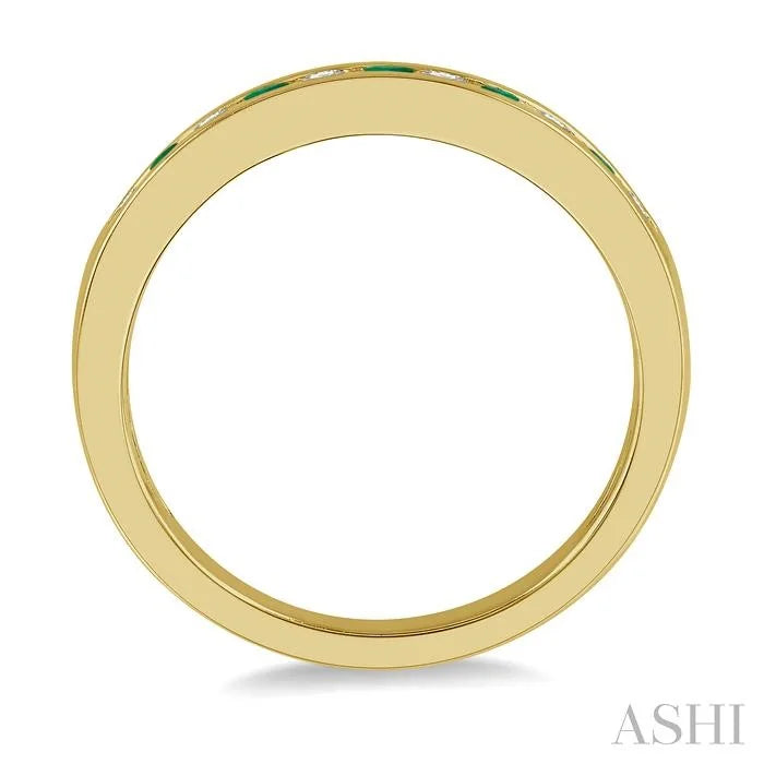 Channel Set Alternate Gemstone & Diamond Wedding Band