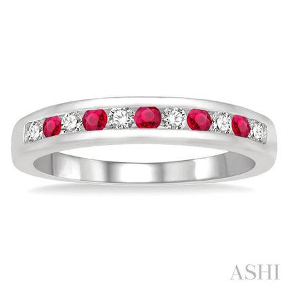 Channel Set Alternate Gemstone & Diamond Wedding Band