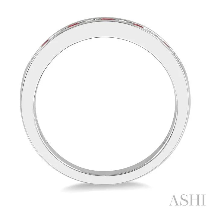 Channel Set Alternate Gemstone & Diamond Wedding Band