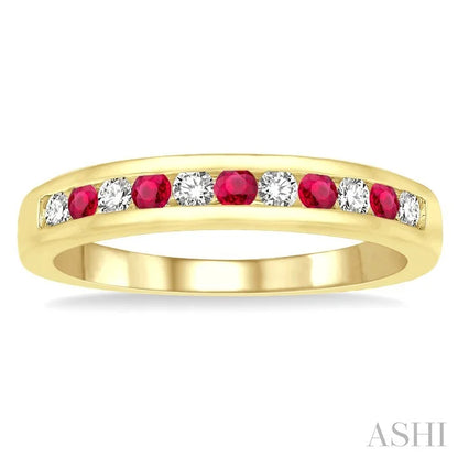 Channel Set Alternate Gemstone & Diamond Wedding Band