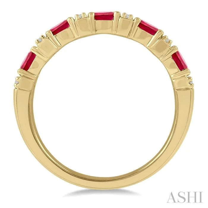 Oval Shape East-West Gemstone & Diamond Wedding Band
