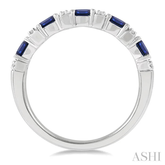 Oval Shape East-West Gemstone & Diamond Wedding Band