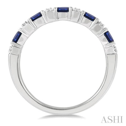 Oval Shape East-West Gemstone & Diamond Wedding Band