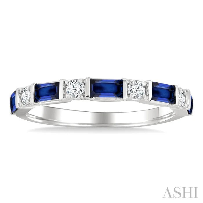 Emerald Shape Art Deco Gemstone & Diamond Band