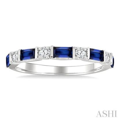 Emerald Shape Art Deco Gemstone & Diamond Band