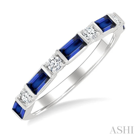 Emerald Shape Art Deco Gemstone & Diamond Band