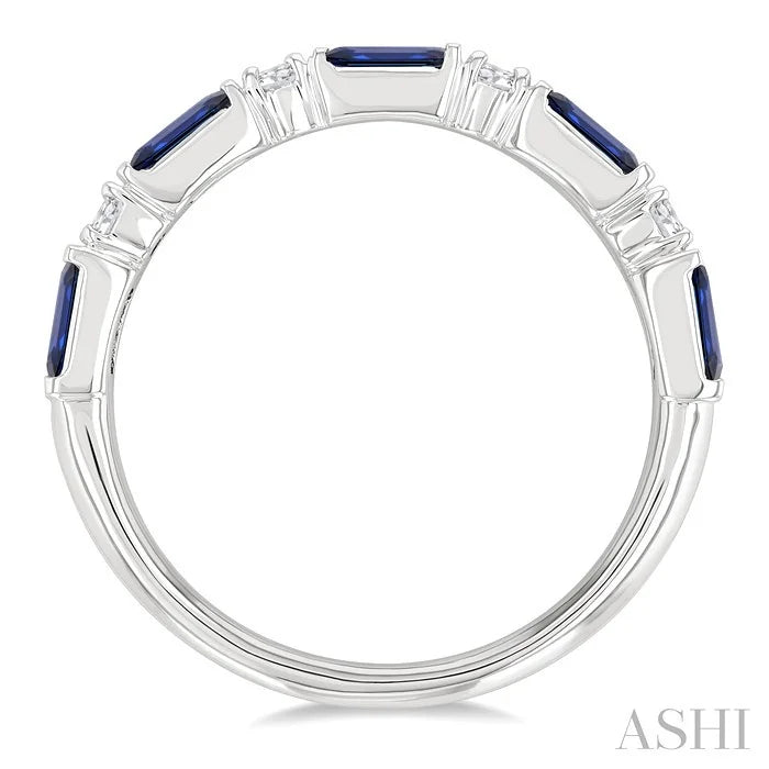 Emerald Shape Art Deco Gemstone & Diamond Band